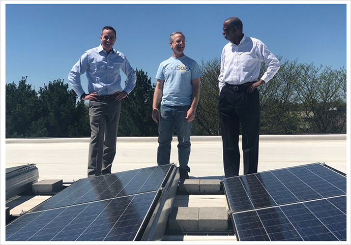 Senator Santarsiero with Exact Solar owner Mark Bortman and Senator Art Haywood