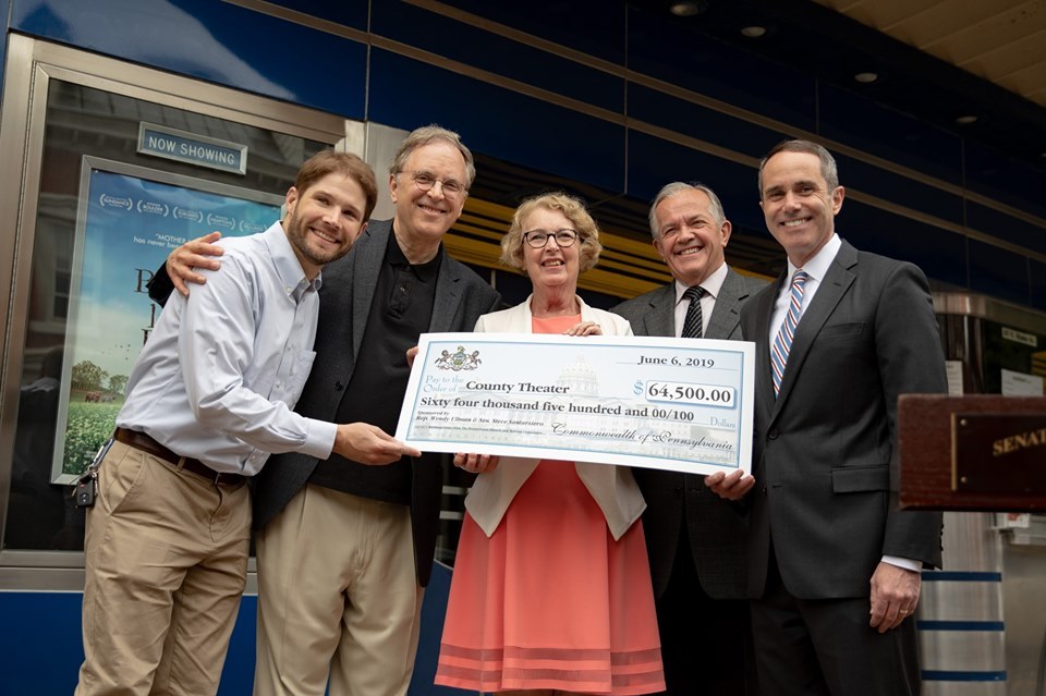 June 15, 2019: State Senator Steve Santarsiero (D-10) and state Representative Wendy Ullman (D-143) announced the award of $64,500 in state funding for renovations at the County Theater at a press conference in Doylestown Borough.