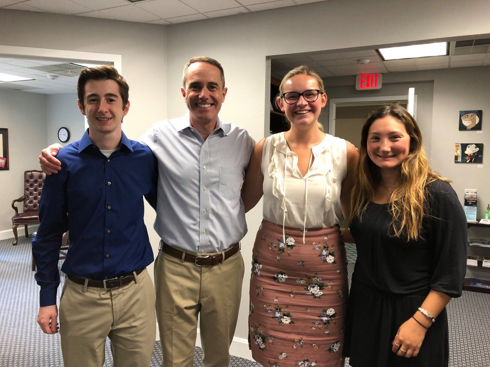 July 25, 2019: Senator Santarsiero with summer interns Michael, Macella, and Emily.