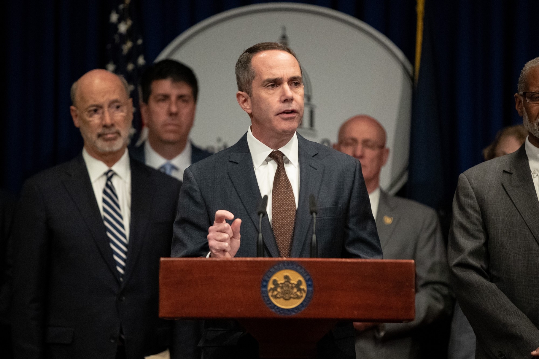 April 29, 2019: Senator Steve Santarsiero joins Governor Tom Wolf  to announce Pennsylvania’s membership in the U.S. Climate Alliance and release the state’s new climate action plan.