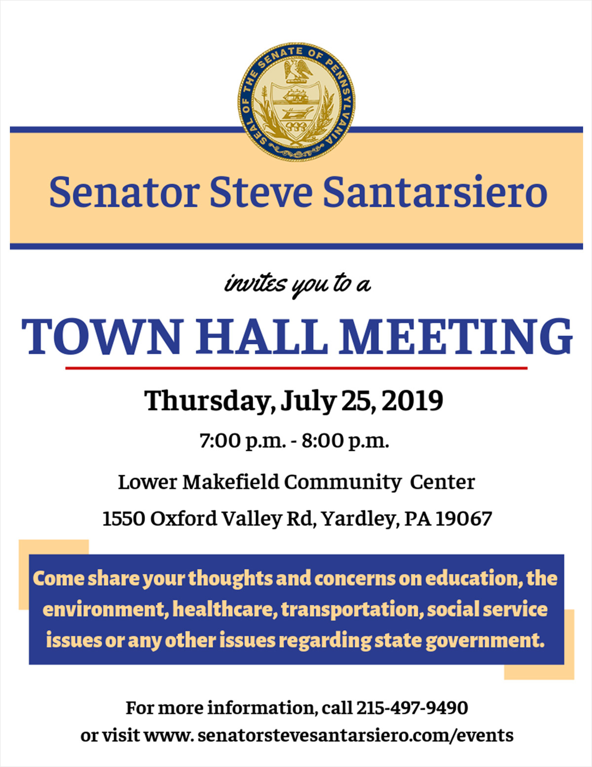 Live Town Hall - Senator Steve Santarsiero