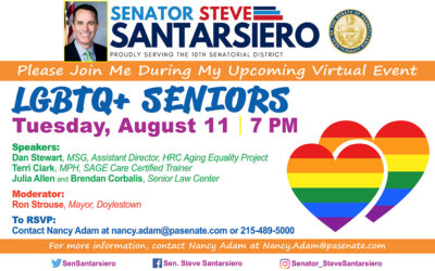 Senator Santarsiero To Host Virtual LGBTQ+ Resource Fair for Seniors
