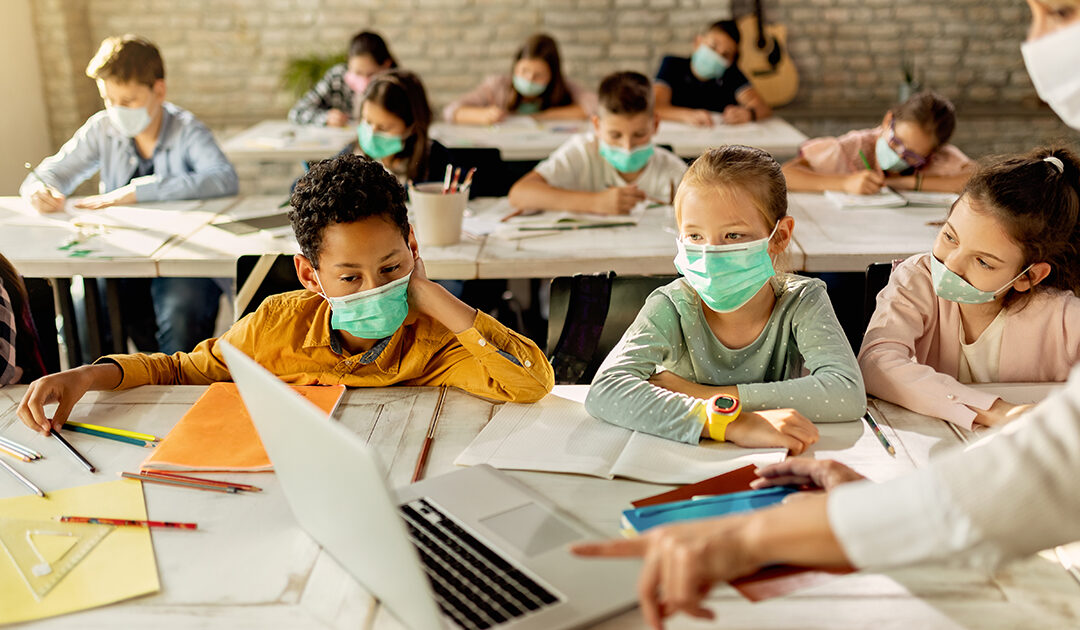 Kids wearing masks in school